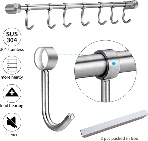 Mug Hanger Rods 16 Inch 2 Pcs, Mug Organizer Tea Coffee Cups Hanging Holder with - Picture 4 of 12