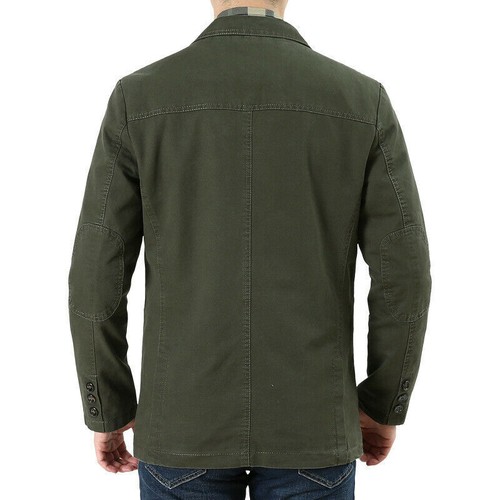 Blazer uomo casual manica lunga giacca cotone lavato blazer tute cappotto top. - Foto 8 di 15