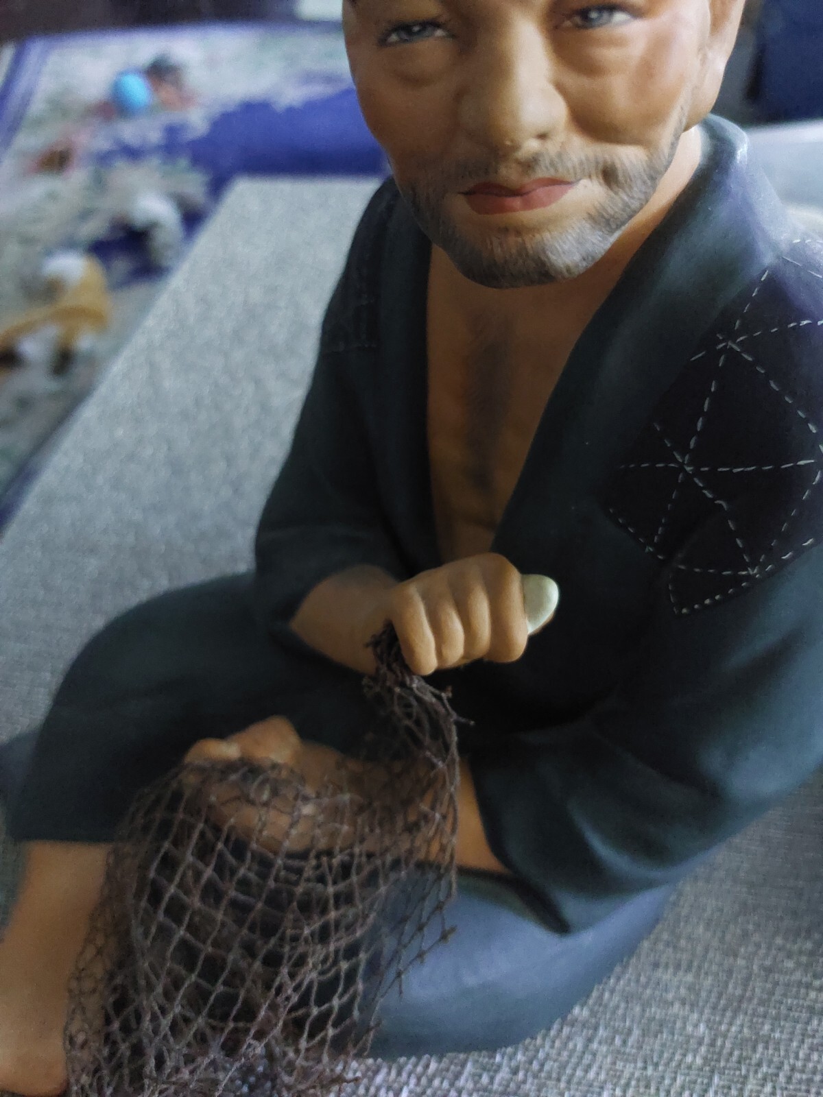 1950'S LARGE JAPANESE HAKATA URASAKI FISHERMAN DOLL WITH NET eBay