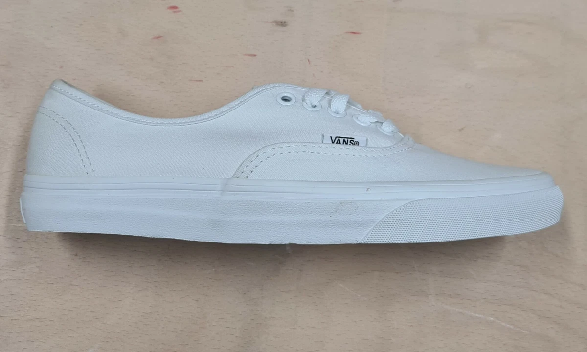 Vans Authentic White White Canvas Trainers Summer Skate Shoes Black