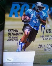 Kelvin Benjamin autographed Carolina Panthers PSL magazine, no Label JSA Signed