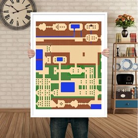 Zelda Map Poster Print 4 Piece Wall Art, Legend of Zelda Classic NES World Map