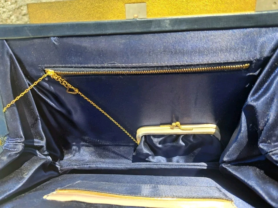 Bolso de mano y monedero de cuero negro Dr Bags de Dorian años 50 de colección (B7.1) Foto 4 de 4