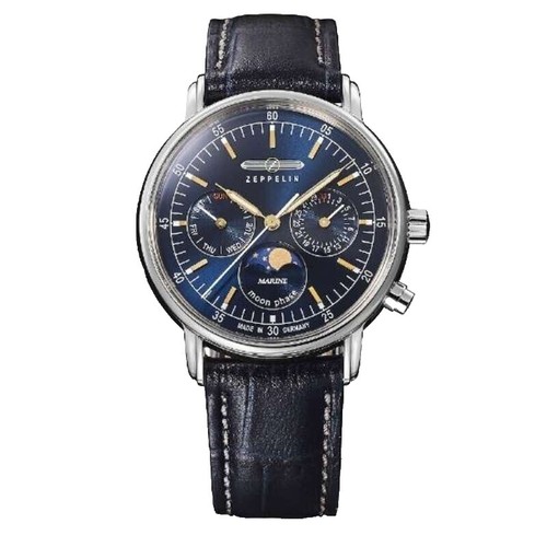 ZEPPELIN 腕時計 Zeppelin Friedrichshafen Leather Strap Blue Dial Z85563 Women's