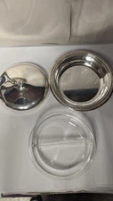 Sheffield 1122 Silver Plated / Glass 11" Dual Compartment Serving Bowl VGC USED
