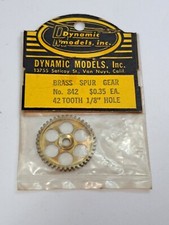 Vintage Slot Car Gear 1/32 1/24 Dynamic Models Inc 842 Brass Spur 42 Tooth 1/8"