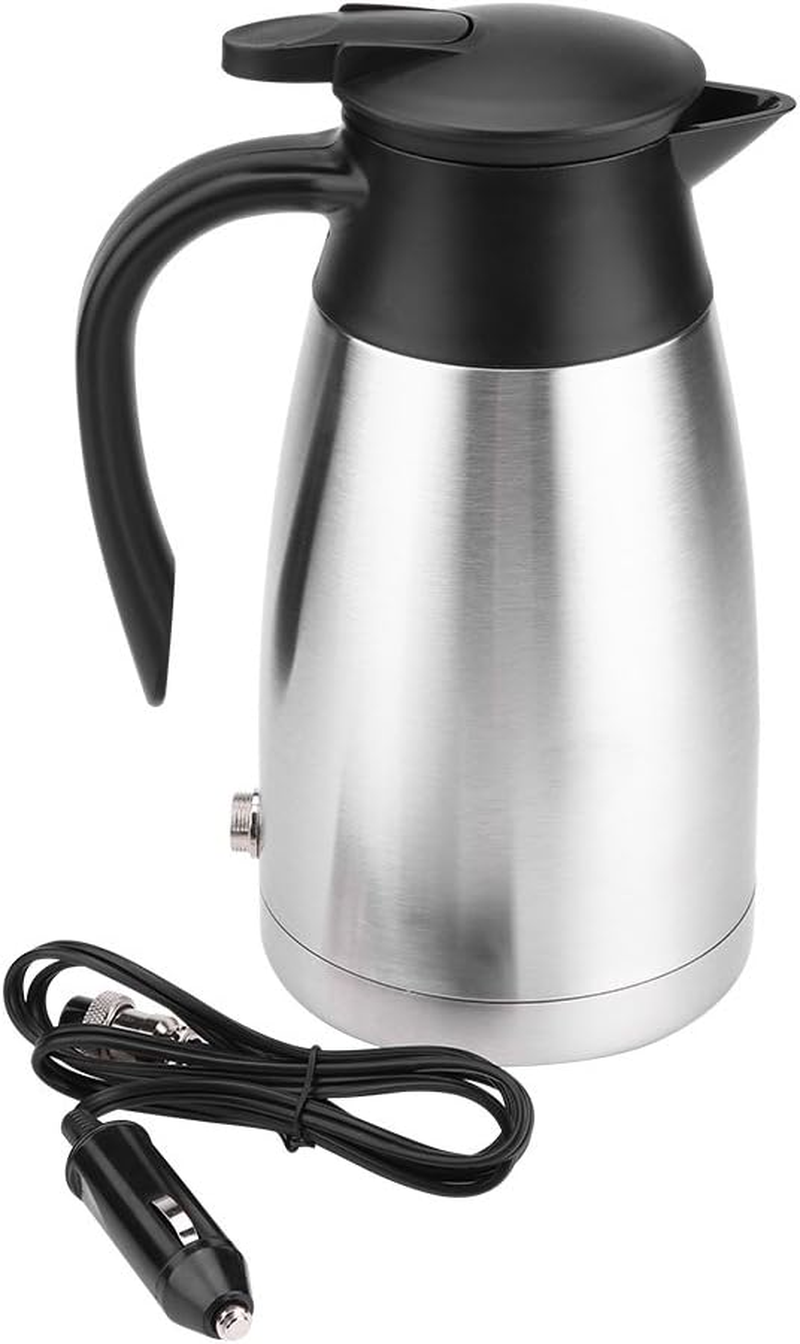 1000ML Car Electric Kettle, Water Heater Bottle 12/24V Heating Boiler 304 Stainl-image