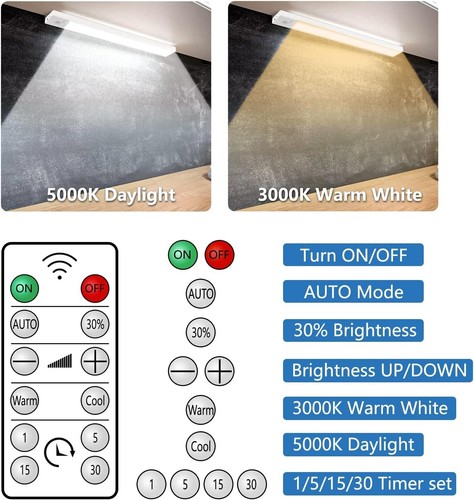 Rechargeable Under Cabinet Light, 11.8“ Motion Sensor Cordless Magnetic Closet - Picture 4 of 6