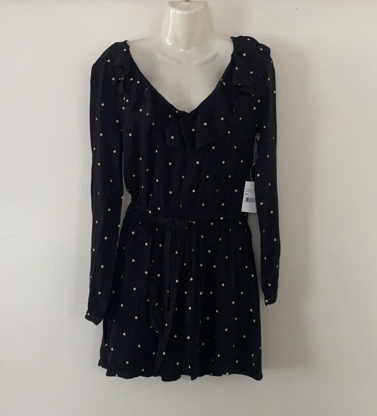Amuse Society Women's Last Hurrah V-Neck Ruffle Dot Dress Black