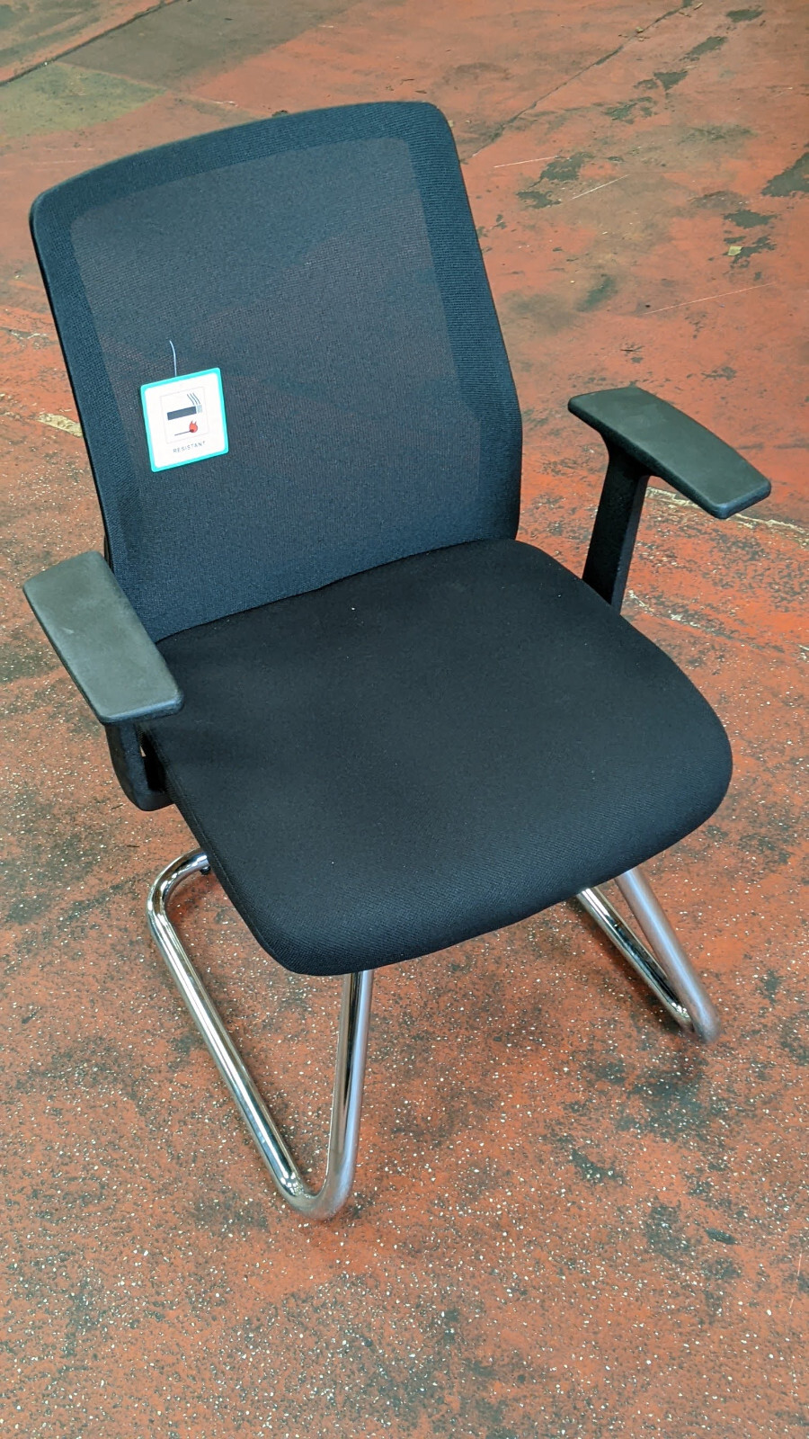 Denali Black Mesh Back Visitor Chair with Arms and Chrome Cantelever
