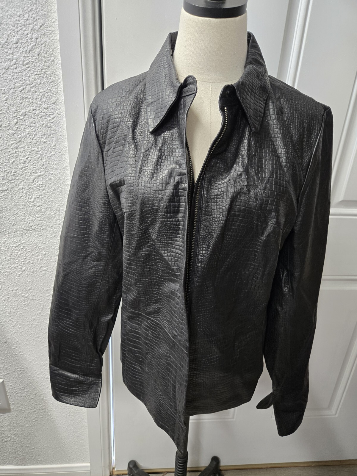 Apostrophe Size 14 Black Leather Jacket Full Zip … - image 10