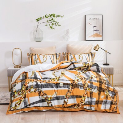 3D Gold Chain Pattern Quilt Cover Set Bedding Sets Pillowcases