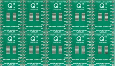 QSOP20, SSOP20 0.635mm(0.025'') to DIP 0.6'' - 10 PCS. [US]