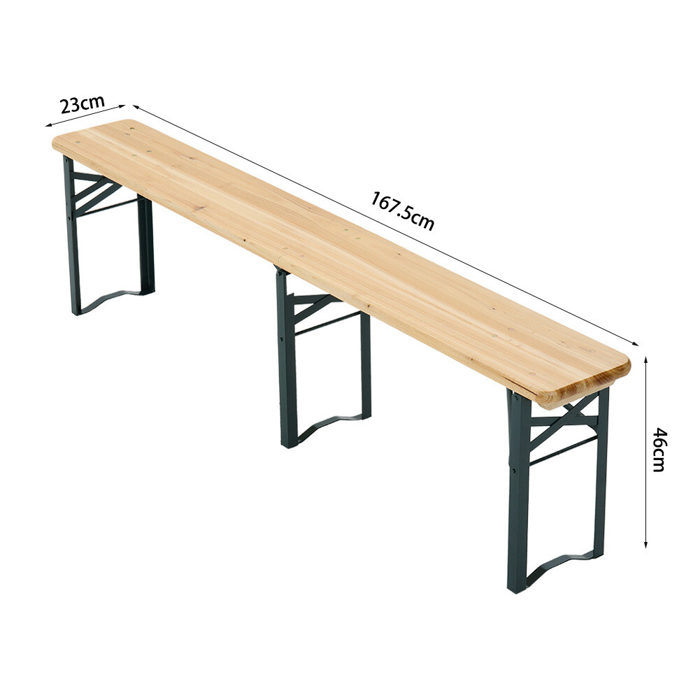 2X Wooden Folding Beer Bench Set Picnic Party Chairs Outdoor Garden