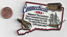 CONNECTICUT  MAP INFO  MAGNET MULTI COLOR.  COLLECT ALL STATES AS YOU TRAVEL.