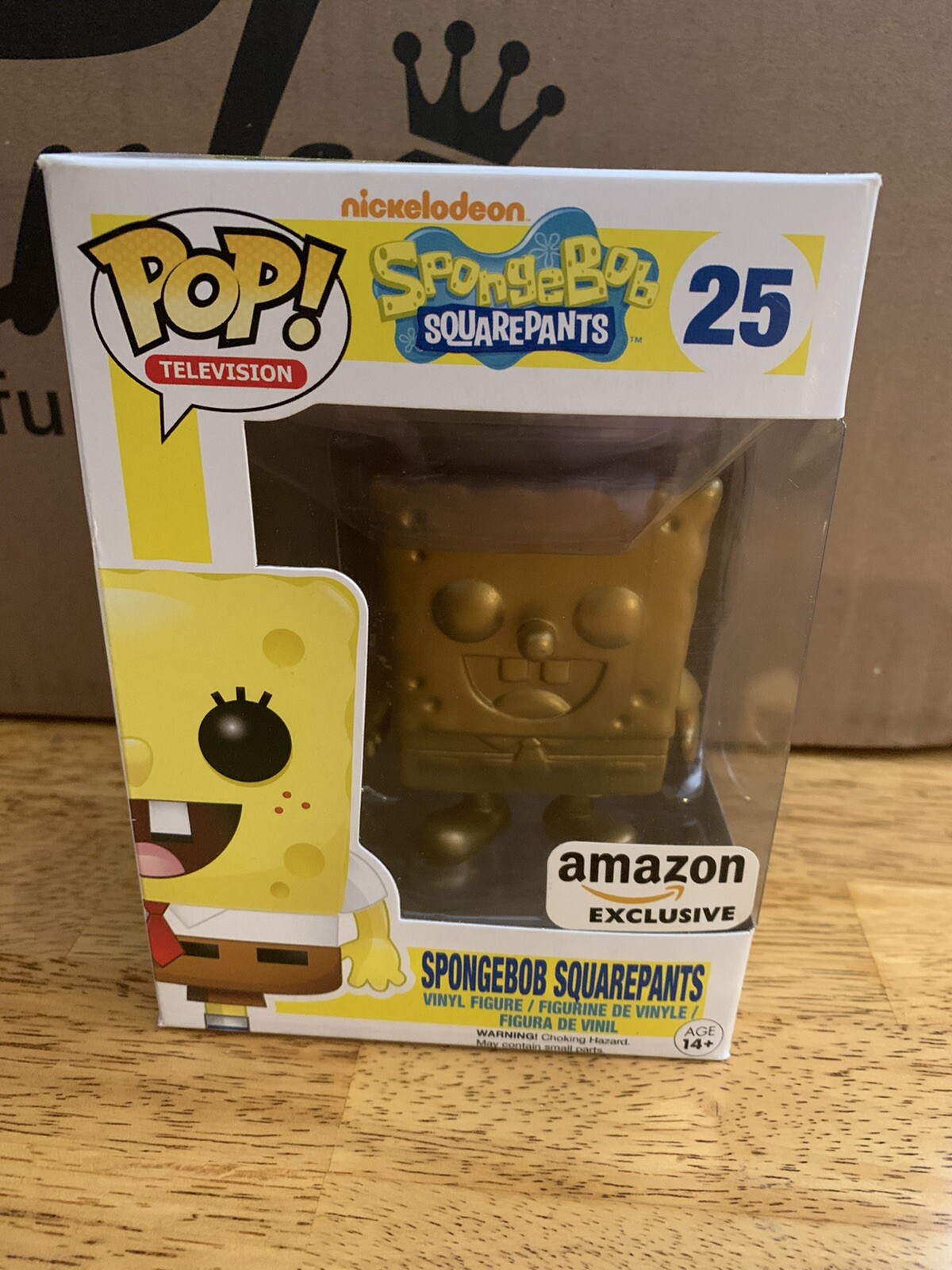 Funko Pop Nickelodeon #25 Spongebob Gold Amazon Exclusive (Vaulted) Vhtf W/Case
