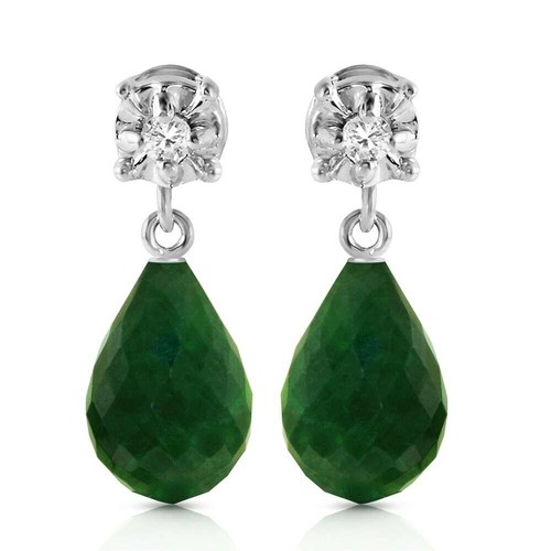 17.66 tcw 14K Yellow Gold Stud Diamond Earrings Natural Green Emerald Gemstone - Picture 2 of 3