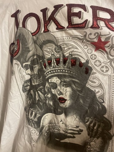 Men's White DOM Joker Candy Skull Print Short Sleeve T Shirt Size 3XL. C2 - Picture 2 of 6
