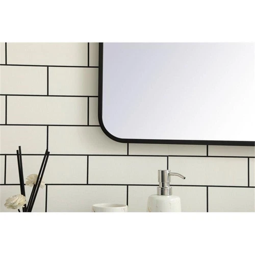Elegant Decor Evermore 36x40" Soft Corner Metal Rectangular Mirror in Black - Picture 6 of 8