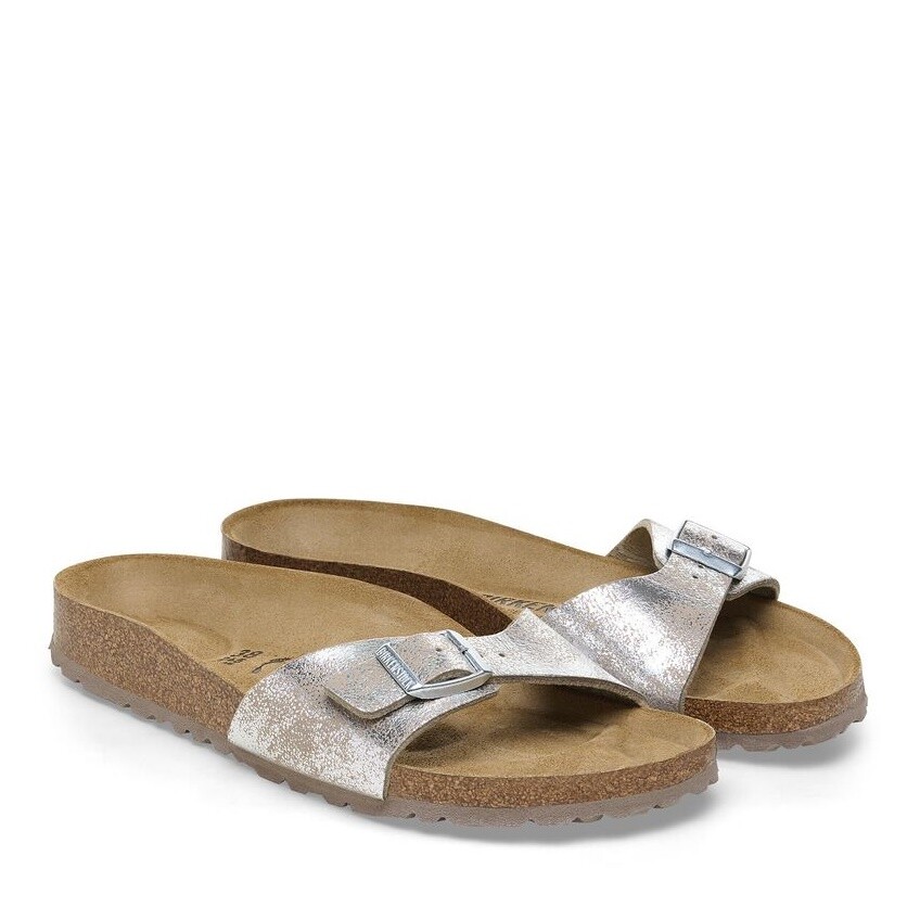 BIRKENSTOCK MADRID WASHED METALLIC SILVER MEDIUM/NARROW