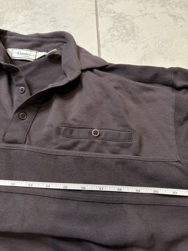 Classics By Palmland Mens Striped Shirt Banded Waist Polo Saint Size Lrg Pocket - Picture 7 of 9