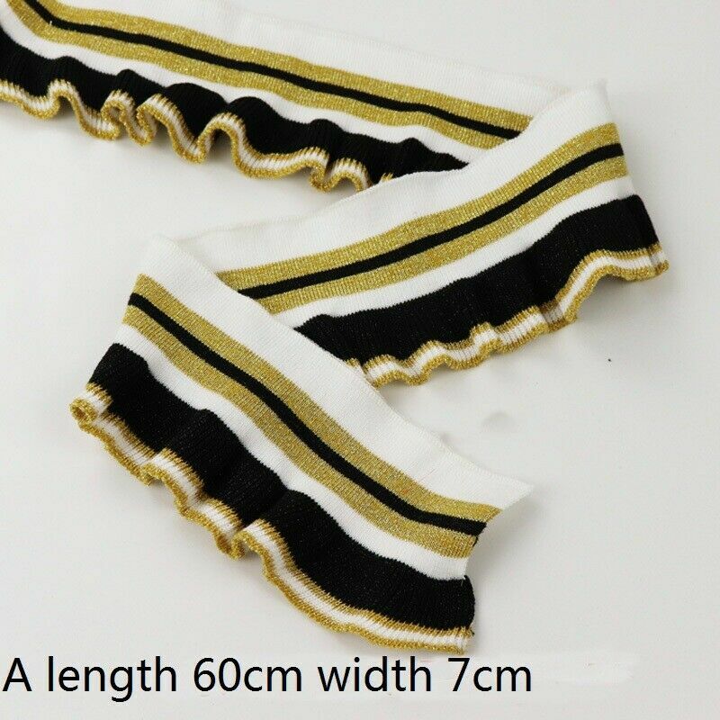 1M Cotton Knit Rib Trim Stripe Ruffle Stretch Neckline Cuff Hem Edging ...