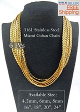 Wholesale Bulk 316L Stainless Steel Miami Cuban Chain 4.5mm, 6mm, 8mm Necklace