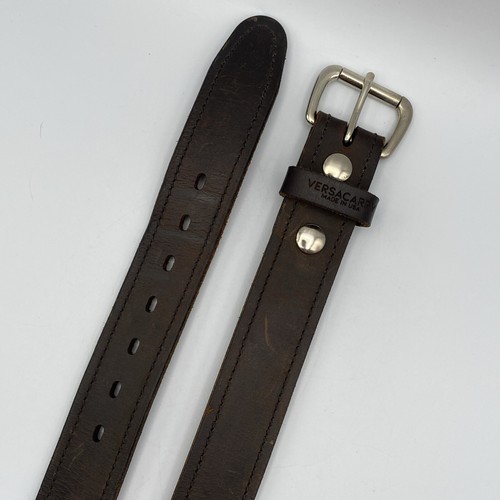 Versacarry Distressed Leather Gun Belt Size 36 Dark Brown Double Leather - Picture 4 of 7