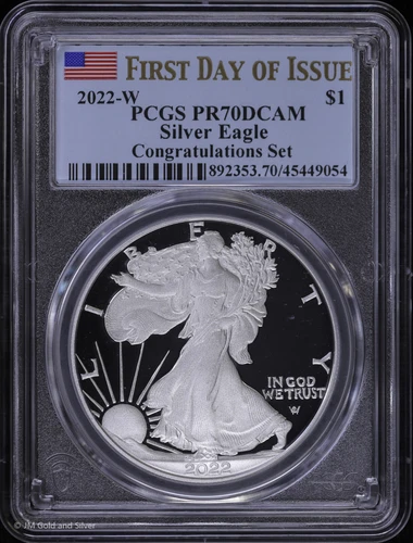 2022 W $1 Proof American Silver Eagle PCGS PR 70 DCAM | FDOI ASE Congratulations