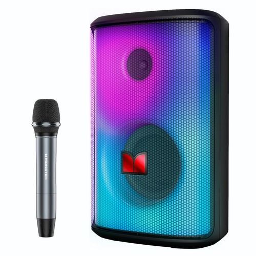 Monster Sparkle Bluetooth Speakers 80W with Microphone, Full-Screen Colorful.