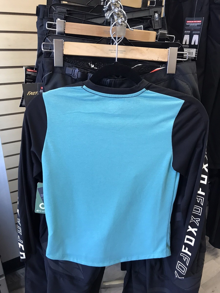 YOUTH Fox Racing Ranger DR LS MTB Cycling Jersey Teal Medium