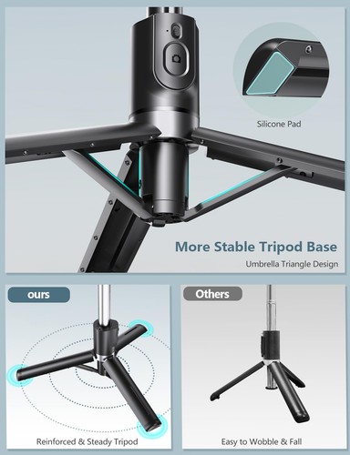 Selfie Stick Tripod with Light, 45'' Selfie Stick with Wireless Remote, Porta... - Picture 4 of 9