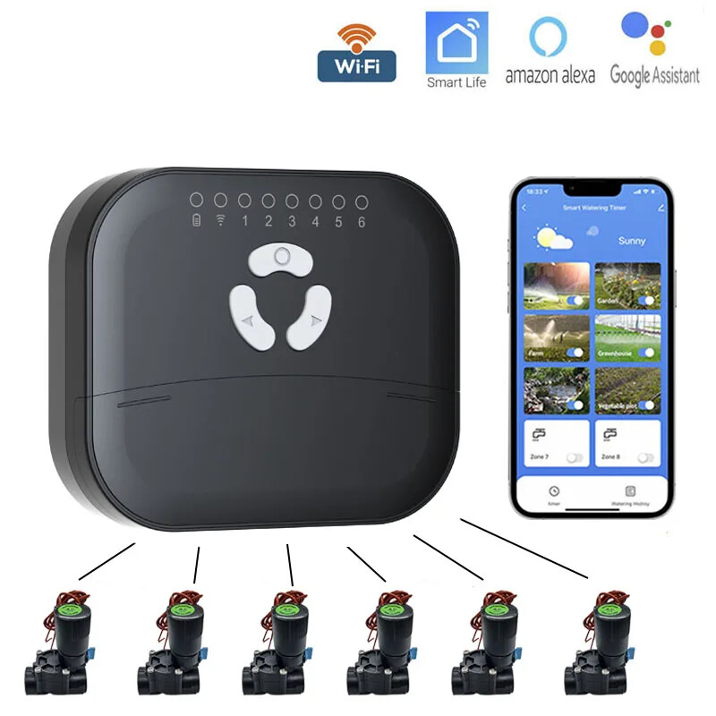 Electroválvula temporizador de riego inteligente WIFI 4/6/8 vías programable