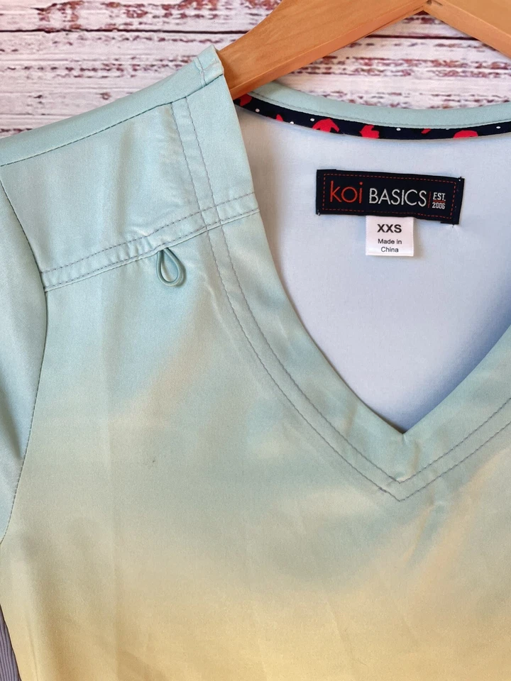 Koi Basics Cali Womens Scrub Top XXS Pastel Ombre Scrubs Shirt Medical - Image 4 of 4