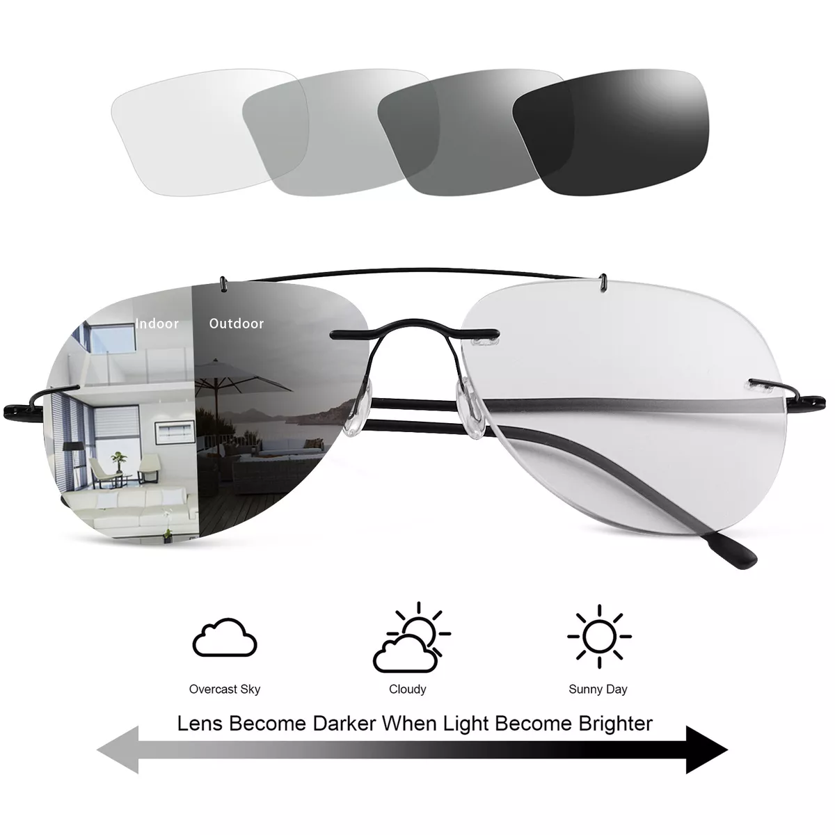 Photochromic Sunglasses Progressive Multifocal Anti Blue Light
