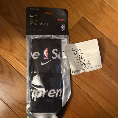 Brand New Supreme Nike Elite NBA Basketball Black Wristbands Pack of 2 Sealed