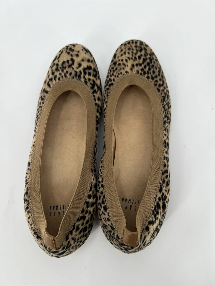 Stuart Weitzman Leopard Flats Womens 8 Brown Black Animal Print Slip On Stretchy - Image 3 of 4