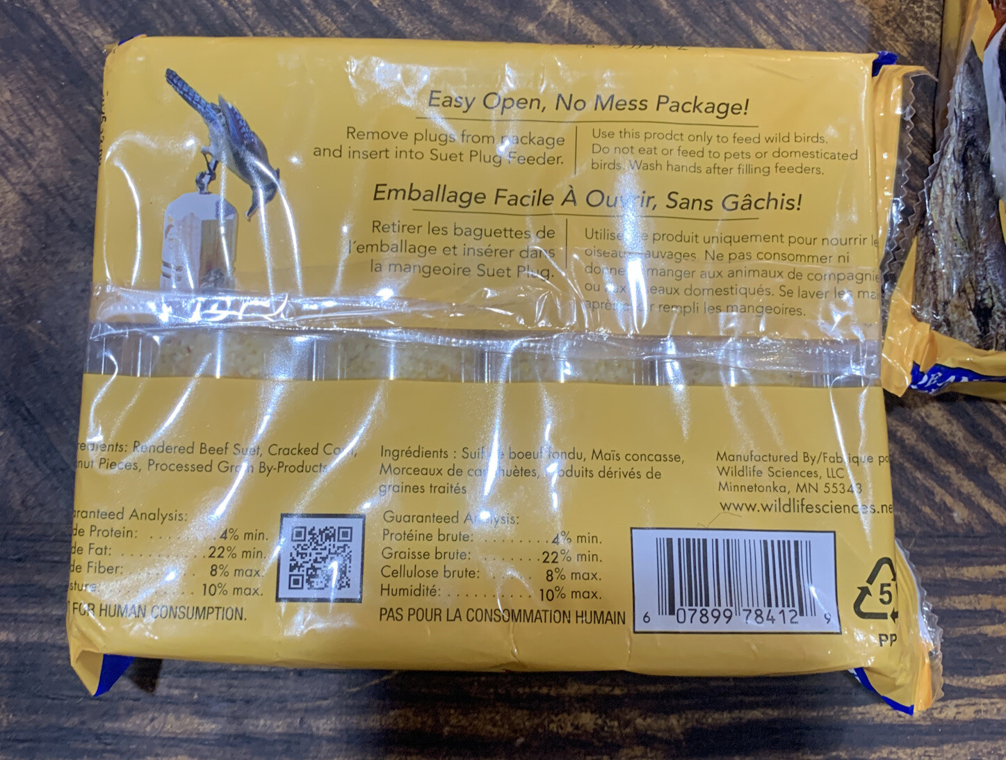 Wildlife Sciences Suet Plugs  1 Pack 2 Wrapped Peanut Blend Wild Bird Food