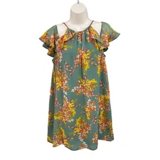 Blue Rain Dress Woman S Green Romantic Boho Party Sundress Travel Floral Ruffle