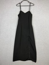 Colin Raymond Dress Womens 12 Black Midi Evening Front Slit Spaghetti Strap