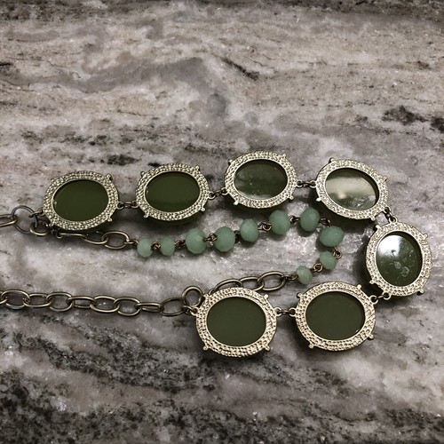 Premier Designs Acrylic Green Faceted Cabochon Jewelry Necklace - Picture 9 of 11