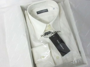 DOLCE-amp-GABBANA-White-Duebotoni-Dress-shirt-Long-sleeve-40-New-with-Tag