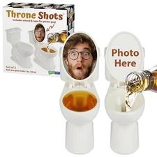 Throne Shots Hilarious Toilet-Shaped Shot Glasses with Flip Lid for Custom Ph...