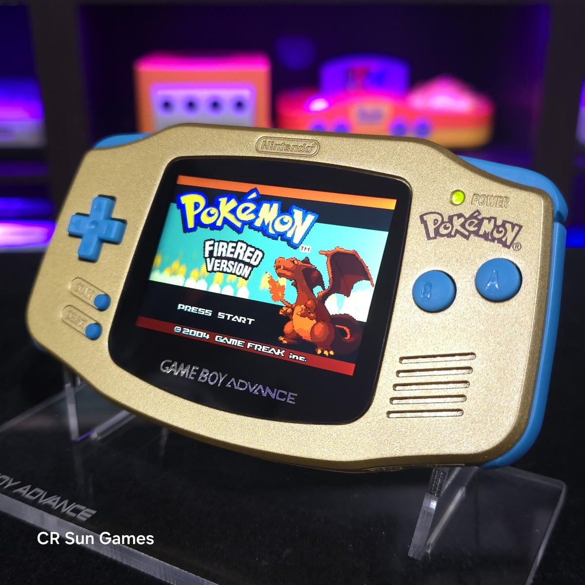 Gold Pokemon Game Boy Advance GBA Console with iPS V5 Backlight