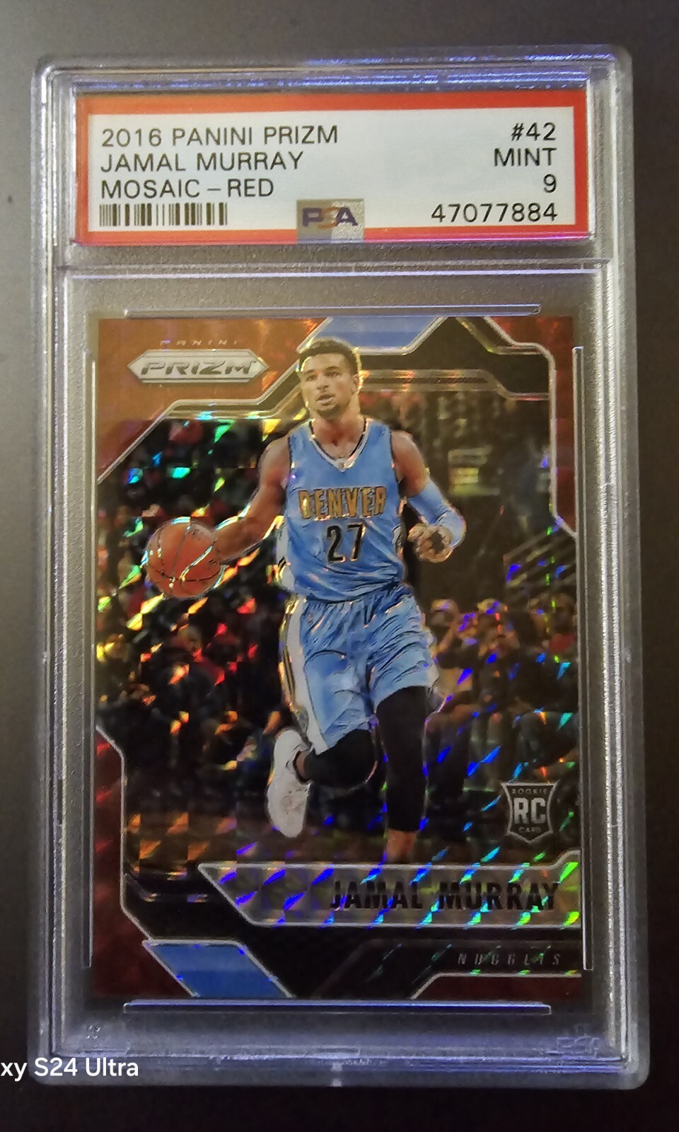 2016-17 Prizm Mosaic Red Denver Nuggets JAMAL MURRAY Rookie PSA 9 MINT