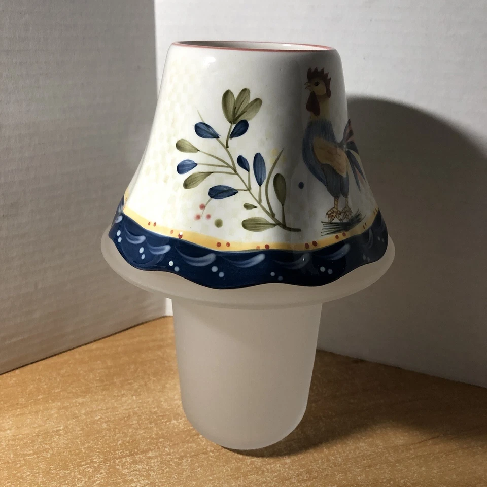 Homco петух синий керамический абажур и матовый нижний подсвечник 8» высотой - Изображение 4 из 4
