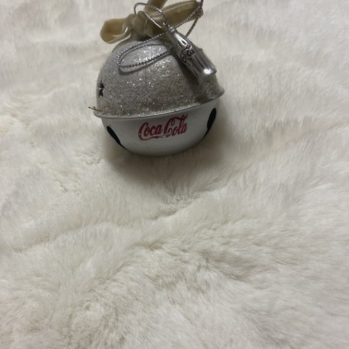 Extremely Rare Coca Cola Ornament Silver W/ Glitter & Coke Bottle Hanging 1995