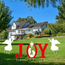 5 pcs of Joy Nativity Lawn Signs with Stakes, Christmas Angel Decorations for...