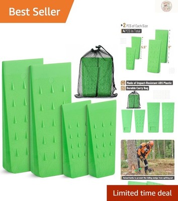 Durable 4-Pc Tree Felling Wedge Set with Angled Spikes - 5.5'' & 8'' Sizes