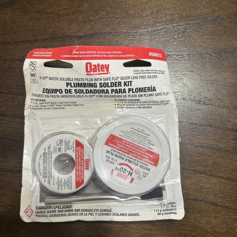 Oatey Safe Flo H-20 Plumbing Solder Kit 506912 Lead Free Solder Flux Brush